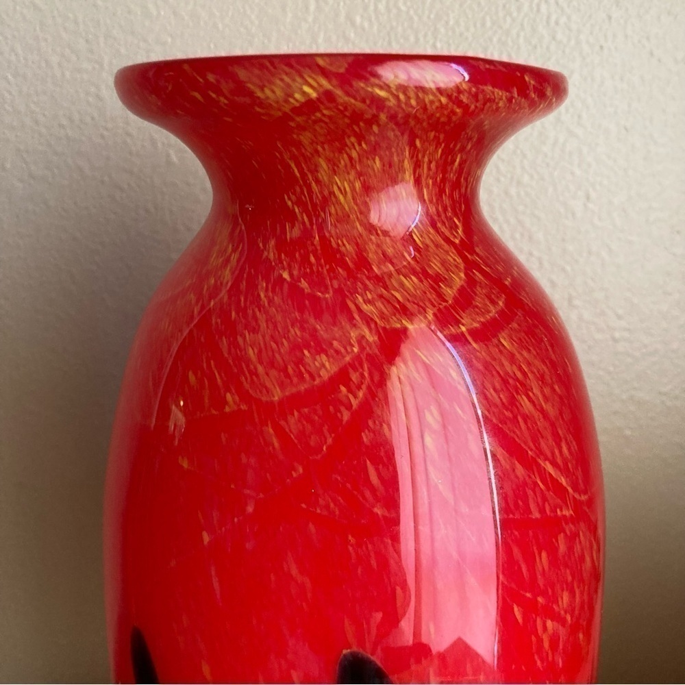 Vintage red and black spotted Murano style vase - Picture 3 of 16